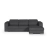 Canapé d'angle droit 4 places convertibe + coffre + 3 coussins - Tissu gris anthracite - L 262 x P 183 x H 82 cm - SYDNEY