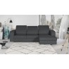 Canapé d'angle droit 4 places convertibe + coffre + 3 coussins - Tissu gris anthracite - L 262 x P 183 x H 82 cm - SYDNEY