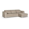 Canapé d' angle droit 4 places convertible + coffre + 3 coussins de dos - Tissu beige biscuit - L 262 x P 183 x H 82 cm - SYDNE