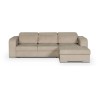 Canapé d' angle droit 4 places convertible + coffre + 3 coussins de dos - Tissu beige biscuit - L 262 x P 183 x H 82 cm - SYDNE