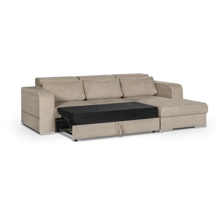 Canapé d' angle droit 4 places convertible + coffre + 3 coussins de d