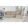 Canapé d' angle droit 4 places convertible + coffre + 3 coussins de dos - Tissu beige biscuit - L 262 x P 183 x H 82 cm - SYDNE