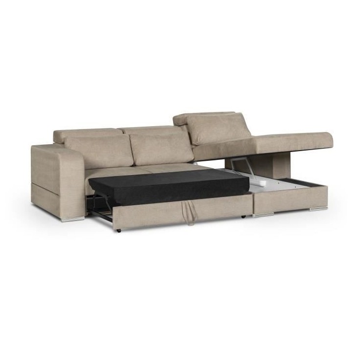 Canapé d' angle droit 4 places convertible + coffre + 3 coussins de d