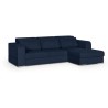 Canapé d' angle droit 4 places convertible + coffre + 3 coussins de dos - Tissu bleu marine - L 262 x P 183 x H 82 cm - SYDNEY