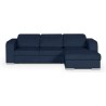 Canapé d' angle droit 4 places convertible + coffre + 3 coussins de dos - Tissu bleu marine - L 262 x P 183 x H 82 cm - SYDNEY