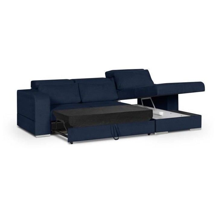 Canapé d' angle droit 4 places convertible + coffre + 3 coussins de d