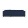 Canapé d' angle droit 4 places convertible + coffre + 3 coussins de dos - Tissu bleu marine - L 262 x P 183 x H 82 cm - SYDNEY