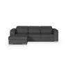 Canapé d' angle gauche 4 places convertible + coffre + 3 coussins de dos - Tissu gris anthracite - L 262 x P 183 x H 82 cm - SY