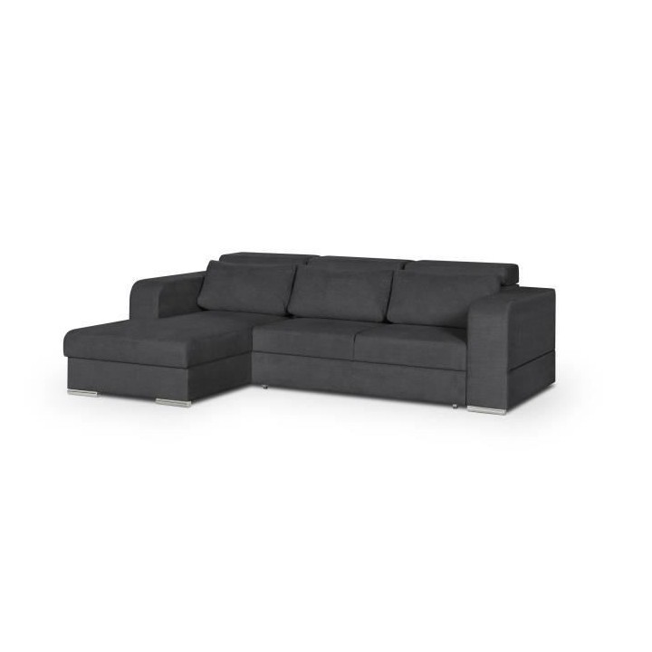 Canapé d' angle gauche 4 places convertible + coffre + 3 coussins de