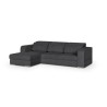 Canapé d' angle gauche 4 places convertible + coffre + 3 coussins de dos - Tissu gris anthracite - L 262 x P 183 x H 82 cm - SY