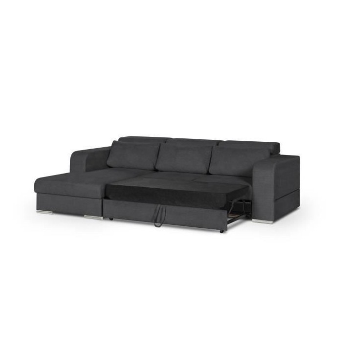 Canapé d' angle gauche 4 places convertible + coffre + 3 coussins de