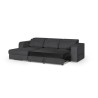 Canapé d' angle gauche 4 places convertible + coffre + 3 coussins de dos - Tissu gris anthracite - L 262 x P 183 x H 82 cm - SY