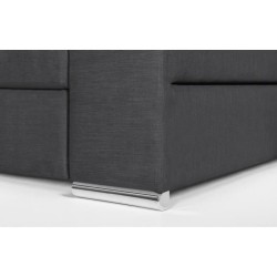 Canapé d' angle gauche 4 places convertible + coffre + 3 coussins de dos - Tissu gris anthracite - L 262 x P 183 x H 82 cm - SY