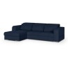 Canapé d' angle gauche 4 places convertible + coffre + 3 coussins de dos - Tissu bleu marine - L 262 x P 183 x H 82 cm - SYDNEY