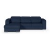 Canapé d' angle gauche 4 places convertible + coffre + 3 coussins de dos - Tissu bleu marine - L 262 x P 183 x H 82 cm - SYDNEY