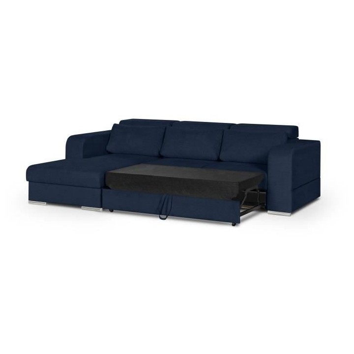 Canapé d' angle gauche 4 places convertible + coffre + 3 coussins de