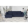 Canapé d' angle gauche 4 places convertible + coffre + 3 coussins de dos - Tissu bleu marine - L 262 x P 183 x H 82 cm - SYDNEY