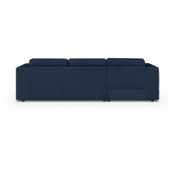 Canapé d' angle gauche 4 places convertible + coffre + 3 coussins de dos - Tissu bleu marine - L 262 x P 183 x H 82 cm - SYDNEY