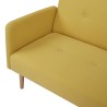 ALICIA Canapé convertible - Tissu Jaune - Pieds bois naturel - L 190 x P 84 x H 78 cm