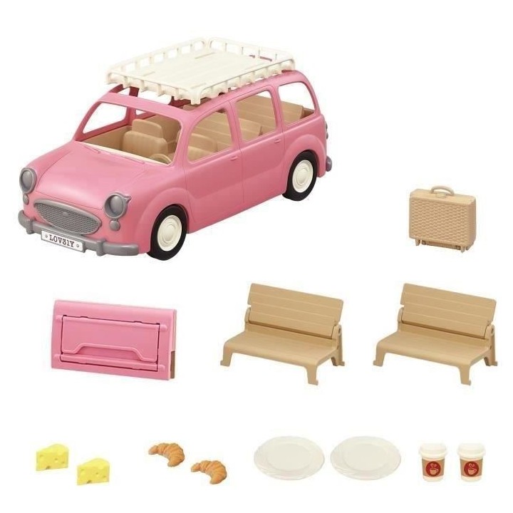 SYLVANIAN FAMILIES - Le monospace rose et set de pique-nique