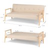 Banquette avec accoudoir en bois - Tissu Beige - Pieds en bois - L 189 x P 90 x H 80 cm - ARCEA