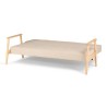 Banquette avec accoudoir en bois - Tissu Beige - Pieds en bois - L 189 x P 90 x H 80 cm - ARCEA