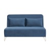 Banquette convertible 2 places - Velours Bleu pieds doré - Style scandinave - L 130 x P 90 x H 81 cm - DEPLO