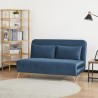 Banquette convertible 2 places - Velours Bleu pieds doré - Style scandinave - L 130 x P 90 x H 81 cm - DEPLO