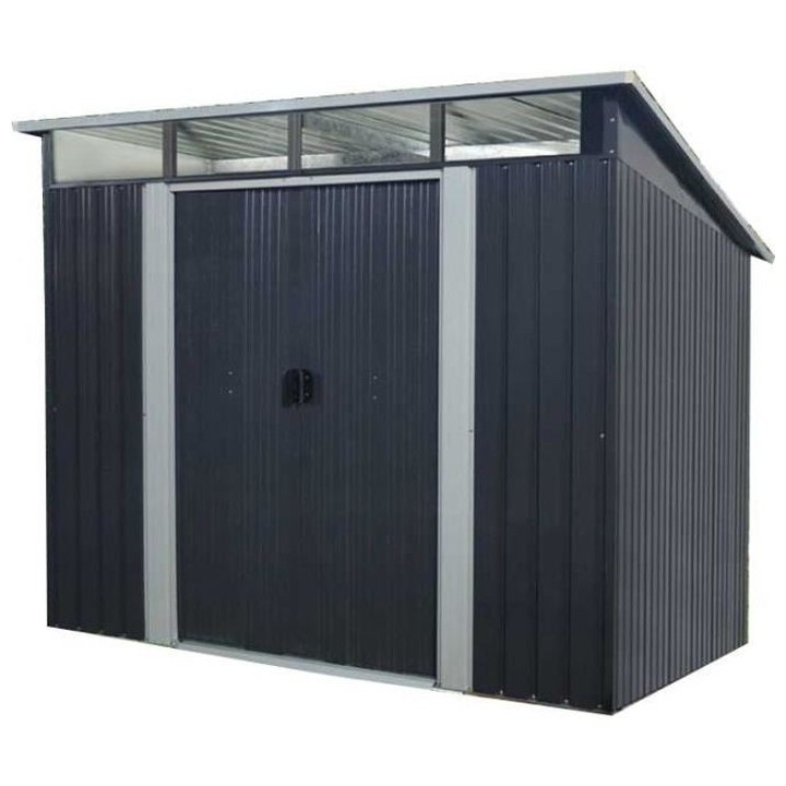 Abri de jardin en métal 4,59 m2 - Kit d'ancrage inclus - Gris anthrac