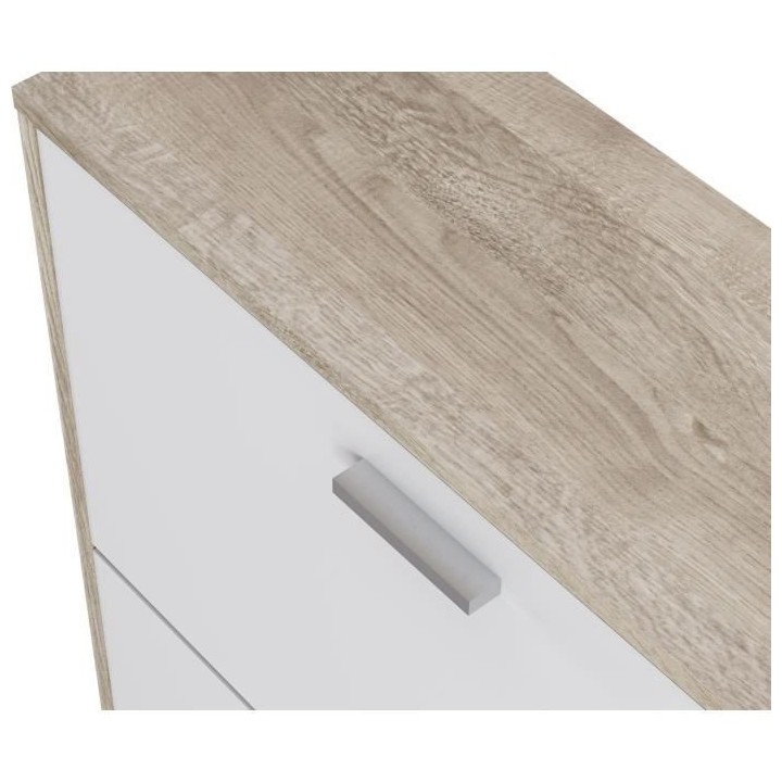 Meuble a chaussure 2 portes - Décor chene et blanc - 74x25x88 cm - Le
