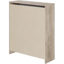 Meuble a chaussure 2 portes - Décor chene et blanc - 74x25x88 cm - Leona