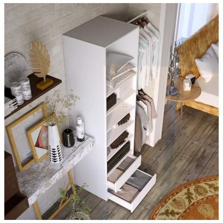 COMBIT Kit Dressing 1 colonne 2 penderies et 2 tiroirs - Blanc - L 117