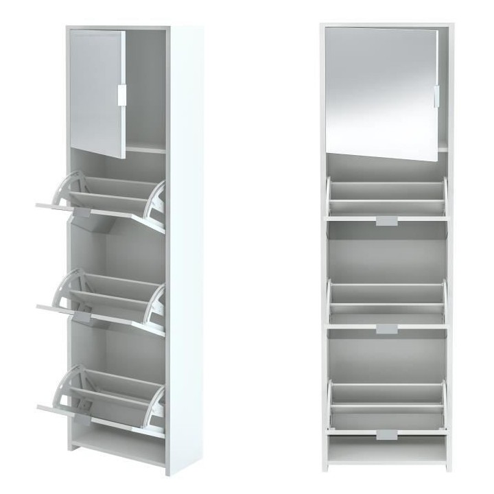 Meuble a chaussures blanc avec miroir- L 25 cm