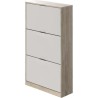 Meuble a chaussure 3 portes - Décor chene et blanc - 75x25x128 cm - Leona