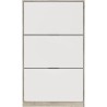 Meuble a chaussure 3 portes - Décor chene et blanc - 75x25x128 cm - Leona