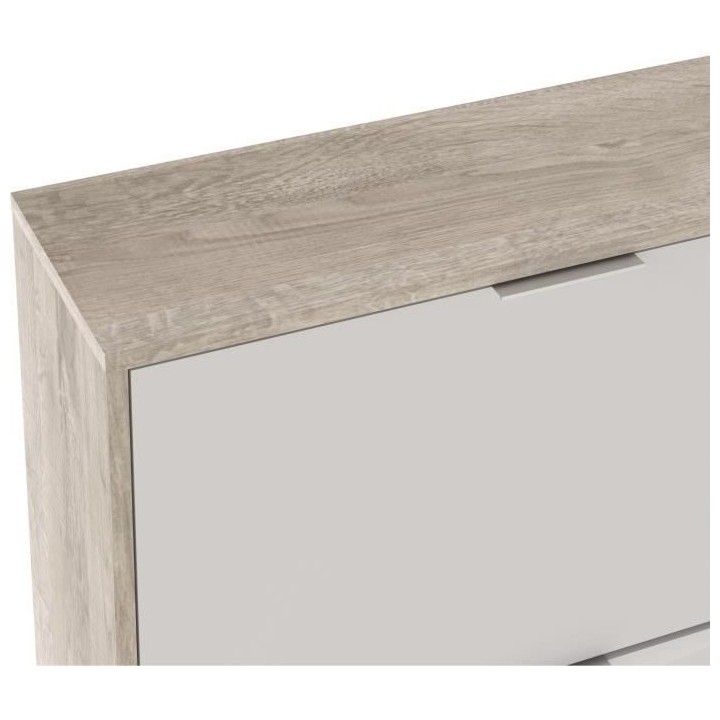 Meuble a chaussure 3 portes - Décor chene et blanc - 75x25x128 cm - L