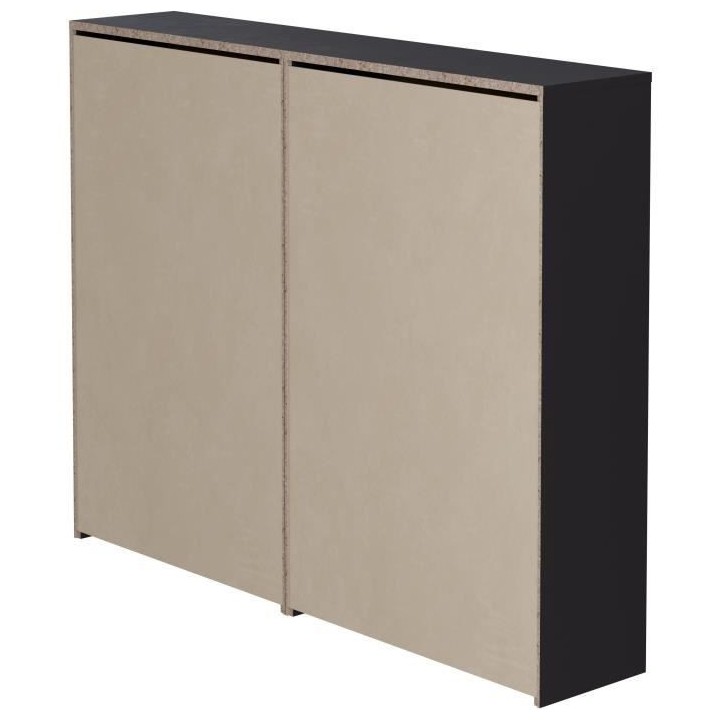 Meuble a chaussures - 4 portes 2 tiroirs - Chene et noir - 124x25x99 c