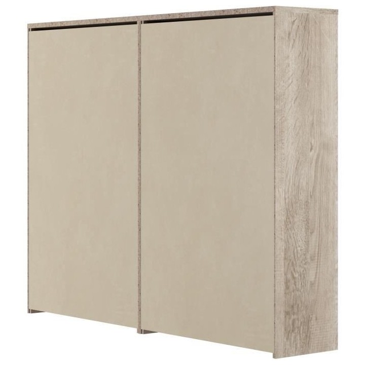 Meuble a chaussures - 4 portes 2 tiroirs - Chene et blanc - 124x25x99