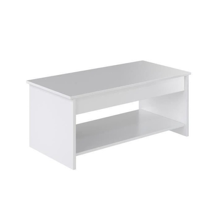 Table basse relevable - Style contemporain blanc mat - L 100 x P50 x H