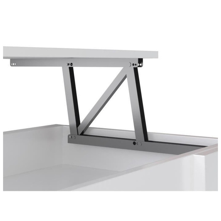 Table basse relevable - Style contemporain blanc mat - L 100 x P50 x H