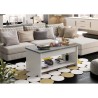 Table basse - Blanc et gris béton - Relevable - L 100 cm x P50 x H44cm - HAPPY