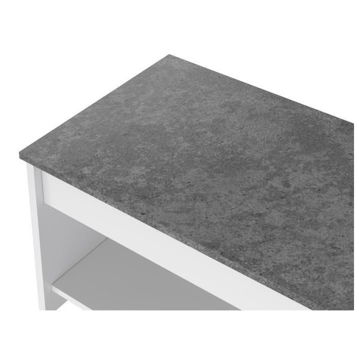 Table basse - Blanc et gris béton - Relevable - L 100 cm x P50 x H44c