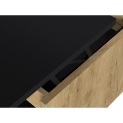 Table basse - Décor chene et noir - Relevable - L 100 x P 50 x H 44 cm - HAPPY