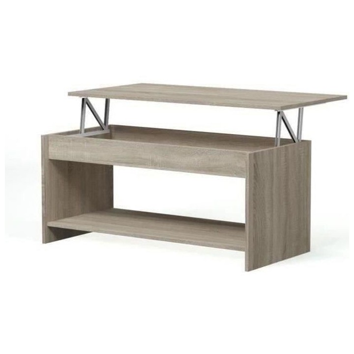 Table basse relevable - Style contemporain - Décor chene sonoma - L10