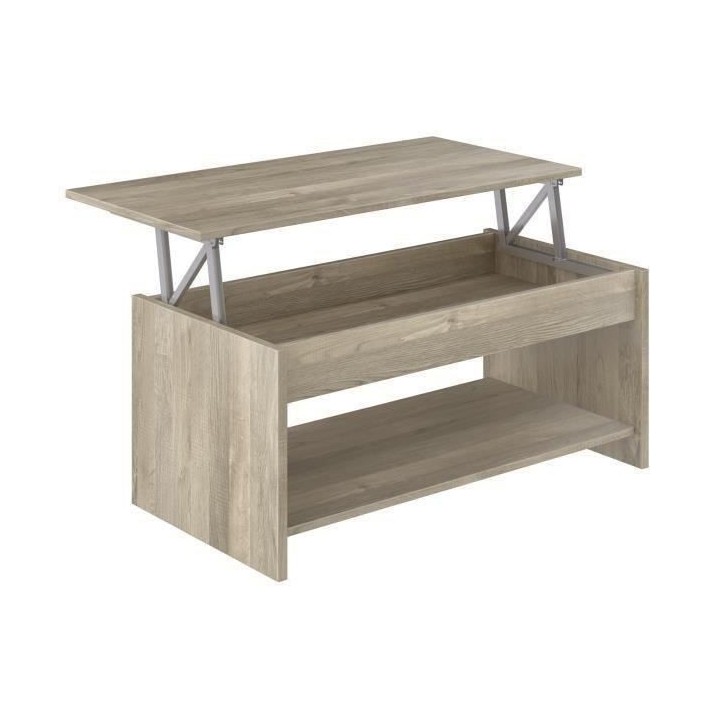 Table basse relevable - Style contemporain - Décor chene sonoma - L10