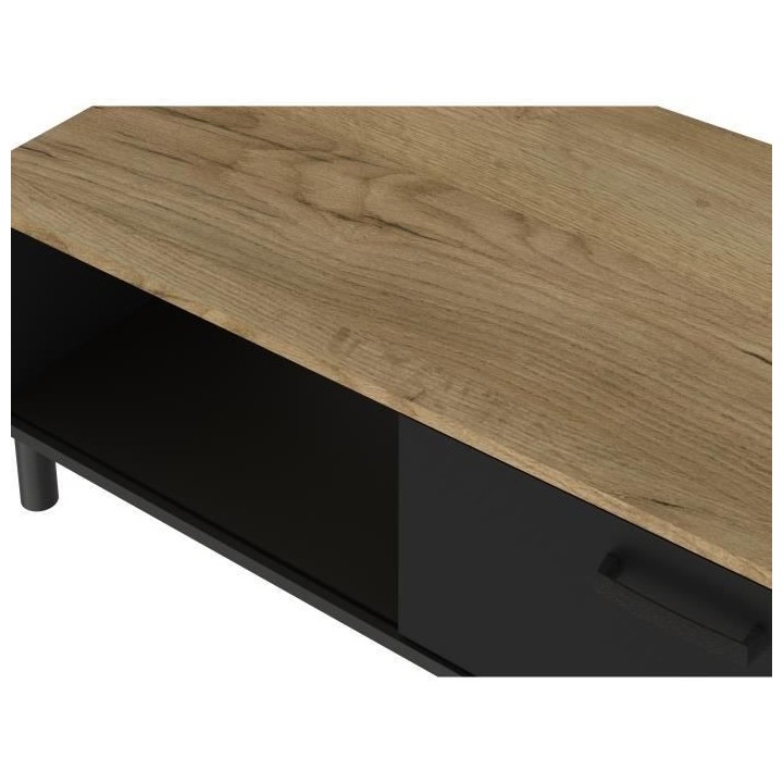 OXFORD Table Basse décor noir et chene - Style industriel - L 100 x P