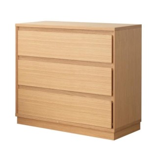 Commode 3 tiroirs - En panneaux de particules - Placage chene - Classi