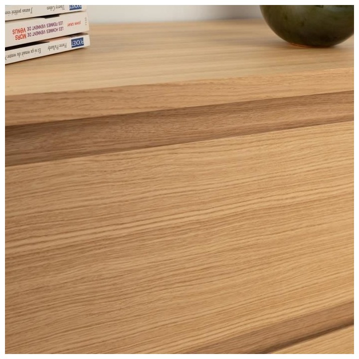 Commode 3 tiroirs - En panneaux de particules - Placage chene - Classi