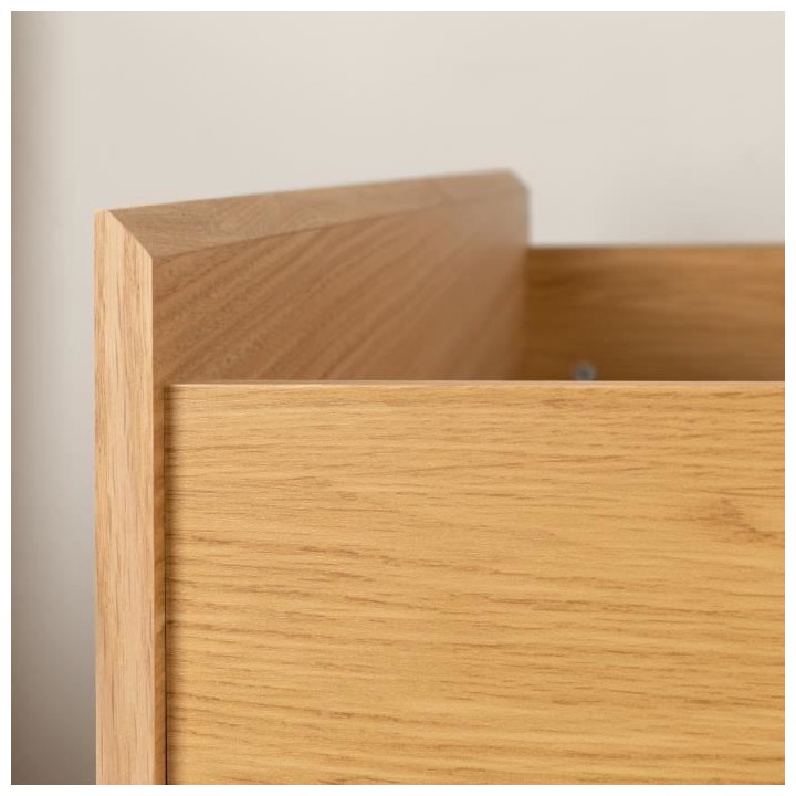 Commode 3 tiroirs - En panneaux de particules - Placage chene - Classi