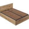 Lit Coffre 140x190 en bois + Tete de lit - Chene Rustique - Sommier a lattes inclus - L 140 x P 193 x H 80 cm